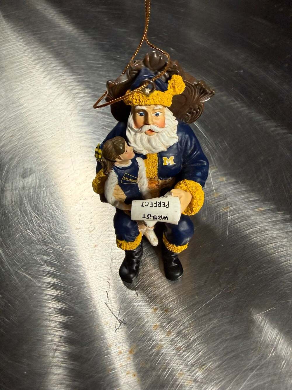 Collegiate Collectables University of Michigan 2001 Wishlist Santa Ornament